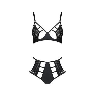 Комплект білизни Passion TASMINA SET XXL/XXXL black, ліф, високі трусики з корсетом ззаду SO8492 фото