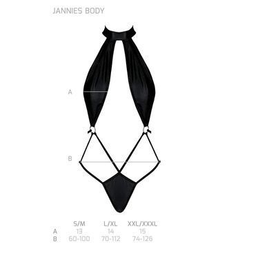 Боді-халтер з екошкіри Passion JANNIES BODY L/XL black SO8442 фото