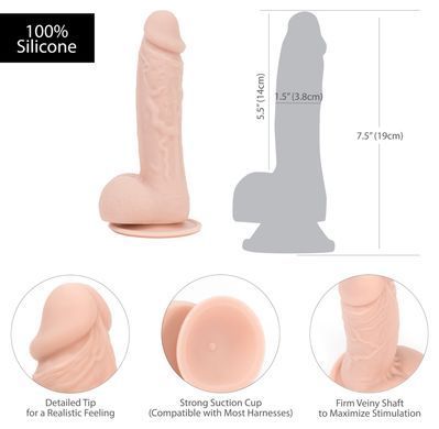 Реалістичний фалоімітатор на присосці ADDICTION &mdash; Mark 7,5&Prime; Dildo With Balls, Beige SO5583 фото