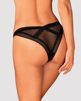 (SALE) Мереживні трусики із заниженою талією Obsessive Estiqua panties M/L, чорні SO7261 фото