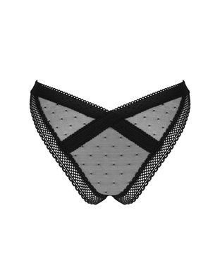 (SALE) Мереживні трусики із заниженою талією Obsessive Estiqua panties M/L, чорні SO7261 фото