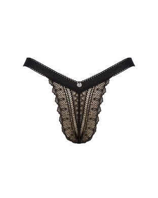 (SALE) Мереживні трусики із заниженою талією Obsessive Estiqua panties M/L, чорні SO7261 фото