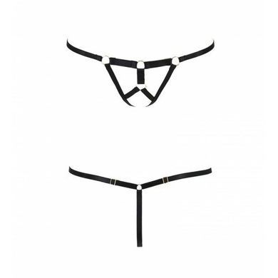 Трусики стрінги зі стреп Passion Exclusive ARMANDA THONG L/XL, black PS26804 фото