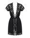 Сатиновий відкритий пеньюар на поясі Obsessive 810-PEI&ndash;1 peignoir black L/XL, чорний SO7161 фото 5