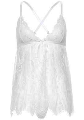 Сорочка бебі-дол Leg Avenue Floral lace babydoll & string White S, стрінги SO9172 фото