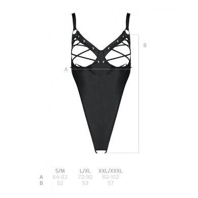 Боді з екошкіри Passion CELINE BODY L/XL, black, з доступом, відкритий SO6403 фото