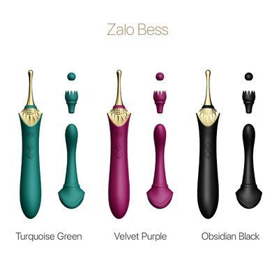 Вагінально-кліторальний вібратор Zalo &mdash; Bess Turquoise Green, багатофункціональний із насадками SO6652 фото