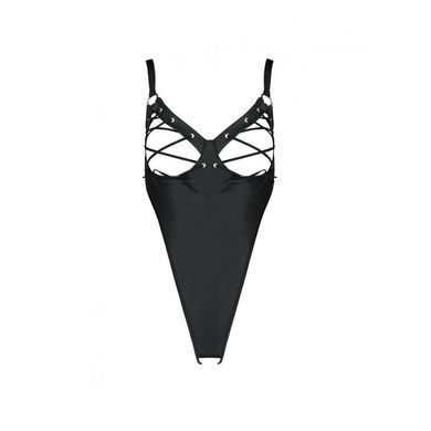 Боді з екошкіри Passion CELINE BODY L/XL, black, з доступом, відкритий SO6403 фото