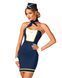 Еротичний костюм стюардеси Obsessive Stewardess uniform XS/S, blue, сукня, пілотка, шарф, манжети SO7729 фото 1