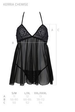 Пеньюар Passion KERRIA CHEMISE black, S/M, мереживний верх, трусики в комплекті SX0489 фото