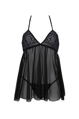 Пеньюар Passion KERRIA CHEMISE black, S/M, мереживний верх, трусики в комплекті SX0489 фото