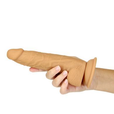 Фалоімітатор ADDICTION Dual Density Silicone Dildo Caramel 8&Prime;, присоска, діаметр 4,3 см, віброкуля в SO8243 фото