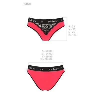 Трусики з широкою гумкою і мереживом Passion PS001 PANTIES S, red-black SO4169 фото