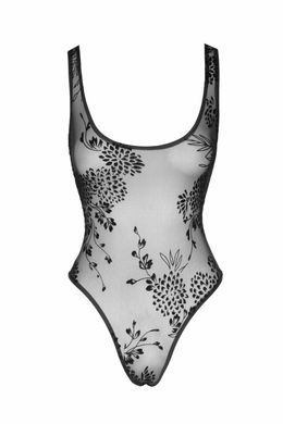 Боді Noir Handmade F242 Tulle body with patterned flock embroidery, XL SX0154 фото