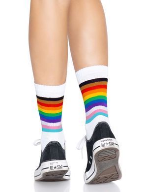 Шкарпетки жіночі в смужку Leg Avenue Pride crew socks Rainbow, 37&ndash;43 розмір SO8584 фото