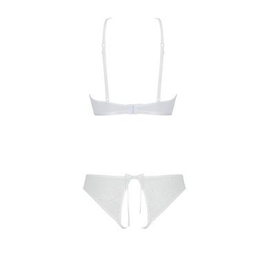 Комплект: бра, трусики з ажурним декором та відкритим кроком URSULA SET L/XL, white SO5844 фото