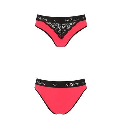 Трусики з широкою резинкою і мереживом Passion PS001 PANTIES XL, red-black SO4170 фото