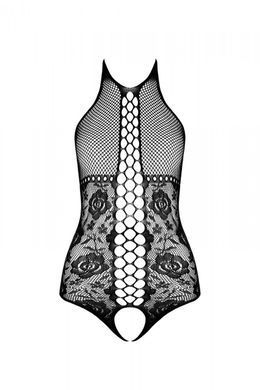 Бодістокінг з імітацією корсетної шнурівки Passion BS094 One Size, black, квітковий візерунок, з дос SO8923 фото