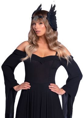 Пов&rsquo;язка на голову з крилами Leg Avenue Feather headband Black, пір&rsquo;я та натуральна шкіра SO7944 фото
