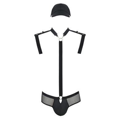 Комплект еротичної чоловічої білизни Passion 038 JOHN XXL/XXXL Black, боді, кепка SO7587 фото