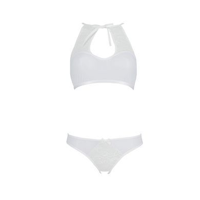 Комплект із бра, трусиків з ажурним декором та відкритим кроком Passion URSULA SET S/M, white SO5845 фото