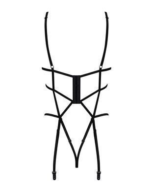 Боді зі стреп із доступом Obsessive Badossa crotchless teddy S/M, чорний SO7215 фото