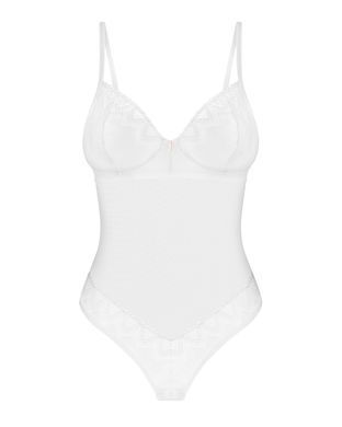 Боді Obsessive Alissium Teddy White, XS/S, ліф з м&rsquo;якою чашкою, високі вирізи для ніг SX0594 фото