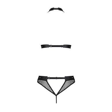 Білизна з відкритим доступом Passion MOONLIGHT SET XXL/XXXL black, топ, стрінги SO8453 фото