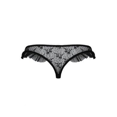 Трусики з оборками Passion Exclusive DONIA THONG S/M, black PS25902 фото