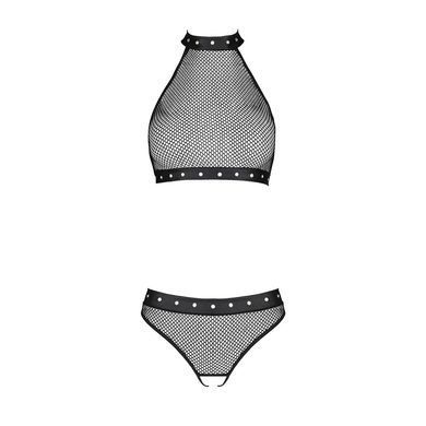 Білизна з відкритим доступом Passion MOONLIGHT SET XXL/XXXL black, топ, стрінги SO8453 фото